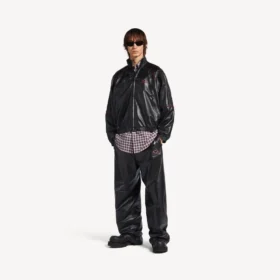 Chaqueta de chándal para hombre en negro/burdeos