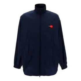 Chaqueta de cuello alto con cremallera y logotipo de Balenciaga para hombre, azul 622002TIO508065