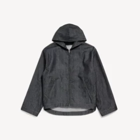 Chaqueta de denim con capucha para hombre en índigo crudo