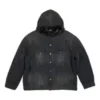 Chaqueta de Denim con capucha y botones con efecto decolorado «Negro» 724653TNW541129