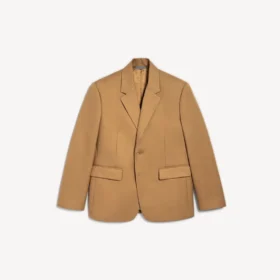 Chaqueta de hombre de corte normal y botonadura simple en color camel