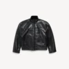 Chaqueta de piel de cordero con cremallera para hombre en color negro Chaqueta de piel de cordero con cremallera para hombre en color negro