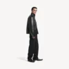 Chaqueta de piel de cordero con cremallera para hombre en color negro Chaqueta de piel de cordero con cremallera para hombre en color negro