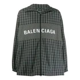 Chaqueta de track de nailon a cuadros «Negro» 571439TEM181070