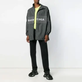 Chaqueta de track de nailon a cuadros «Negro» 571439TEM181070