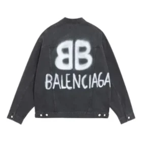 Chaqueta Denim BB con efecto spray, corte grande «Dark Grey White» 678354TIWA21440