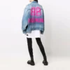 Chaqueta Denim con efecto pulverizado BB, corte grande «Electric Blue Fuchsia» 678354TCW030406