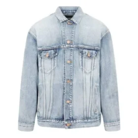Chaqueta Denim con efecto spray BB, corte grande «Azul claro y amarillo» 678354TDW143341