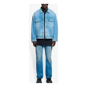 Chaqueta Denim con logotipo clásico de Balenciaga para hombre, temporada primavera-verano 2021, azul claro 657608TDW154307