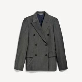 Chaqueta entallada de doble botonadura para mujer en azul marino oscuro