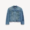 Chaqueta motera de denim ajustada para hombre en azul oscuro Chaqueta motera de denim ajustada para hombre en azul oscuro