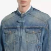Chaqueta motera de denim ajustada para hombre en azul oscuro Chaqueta motera de denim ajustada para hombre en azul oscuro