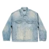 Chaqueta oversize con estampado diagonal «Denim japonés azul claro con anillos» 773616TPW534868
