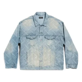 Chaqueta oversize con estampado diagonal «Denim japonés azul claro con anillos» 773616TPW534868