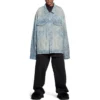 Chaqueta oversize con estampado diagonal «Denim japonés azul claro con anillos» 773616TPW534868