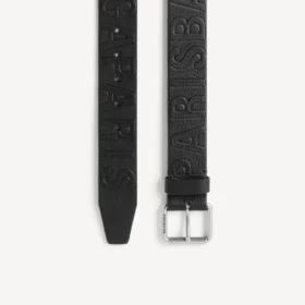 Cinturón de hombre con logotipo grabado en relieve en negro