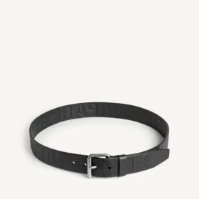 Cinturón de hombre con logotipo grabado en relieve en negro