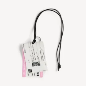 Colgante/llavero para hombre con forma de billete de tren en blanco/negro/rosa