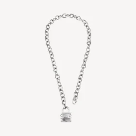 Collar con candado en forma de «Bb» en plata/plata envejecida