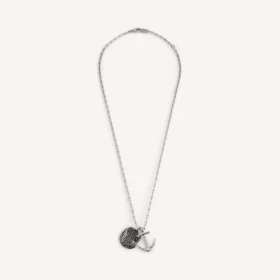 Collar con colgantes de ancla en plata envejecida