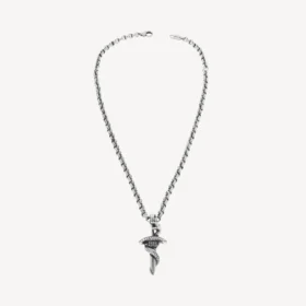 Collar gótico con serpiente en plata envejecida