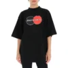 Diseño holgado de estilo retro, manga corta, negro 620941TIV791000
