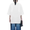 Diseño holgado estilo uniforme retro, manga corta, blanco 620941TIV799000