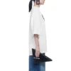 Diseño holgado estilo uniforme retro, manga corta, blanco 620941TIV799000