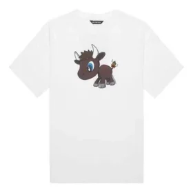 Edición limitada, estampado pequeño, manga corta, unisex, blanco 612966TJVM99000