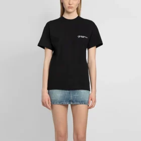 Estampado, cuello redondo, manga corta, negro 612965TKV861070