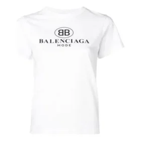 Estampado del logotipo de Mode, corte ajustado, manga corta, blanco 504156TYK231000