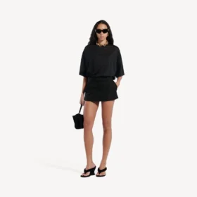 Falda-pantalón mini entallada para mujer en negro