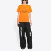 FW21 Camiseta elástica de corte ajustado y manga corta, naranja 661705TKVH57513
