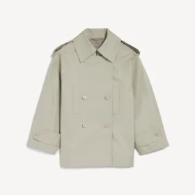 Gabardina de doble botonadura para mujer en beige claro