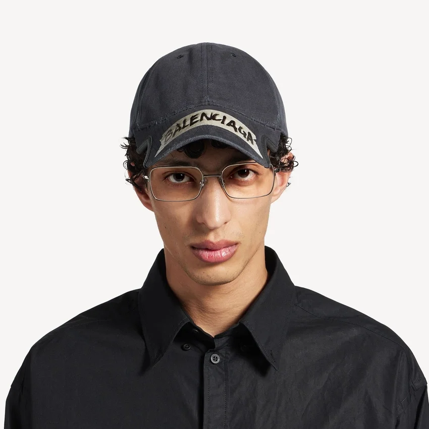 Gorra de cinta adhesiva para hombre en negro desgastado Gorra de cinta adhesiva para hombre en negro desgastado