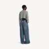 Jersey corto de cuello redondo para mujer en gris jaspeado Jersey corto de cuello redondo para mujer en gris jaspeado