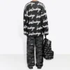 Jersey de algodón de cuello redondo con diseño 3D Scribble «Negro» 625985T31801070