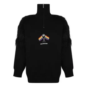 Jersey de cuello alto con cremallera y bandera LGBTQ «Negro» 543766T17621069