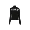 Jersey de cuello alto con estampado y canalé «Negro» 662722T32101070