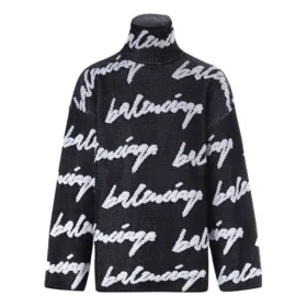 Jersey de cuello alto con logotipo garabateado «Negro» 625927T31801070