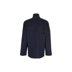 Jersey de cuello alto de algodón cepillado con logotipo garabateado «Azul marino» 625935T31828065