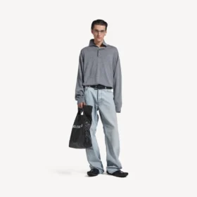 Jersey de cuello alto para hombre en gris jaspeado