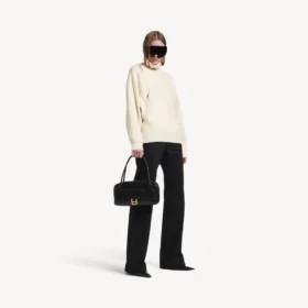 Jersey de cuello alto para mujer, con diseño «del revés», en blanco roto