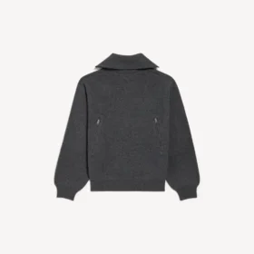 Jersey de cuello alto para mujer, que se lleva al revés, en gris jaspeado oscuro