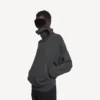 Jersey de cuello alto para mujer, que se lleva al revés, en gris jaspeado oscuro Jersey de cuello alto para mujer, que se lleva al revés, en gris jaspeado oscuro