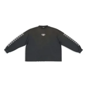Jersey de cuello redondo con «BB» bordado en la manga «Negro y blanco desgastado» 699191TMVG79034