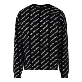 Jersey de cuello redondo con logotipo por toda la prenda «Negro Blanco» 702952T32331070 Jersey de cuello redondo con logotipo por toda la prenda «Negro Blanco» 702952T32331070