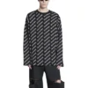 Jersey de cuello redondo con logotipo por toda la prenda «Negro Blanco» 702952T32331070