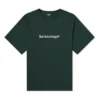 Jersey de cuello redondo de manga corta para hombre de Balenciaga con estampado de letras, verde, 612966TIV543011