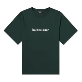 Jersey de cuello redondo de manga corta para hombre de Balenciaga con estampado de letras, verde, 612966TIV543011 Jersey de cuello redondo de manga corta para hombre de Balenciaga con estampado de letras, verde, 612966TIV543011